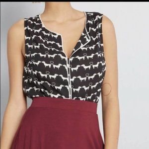 Modcloth Sleeveless Dog Blouse